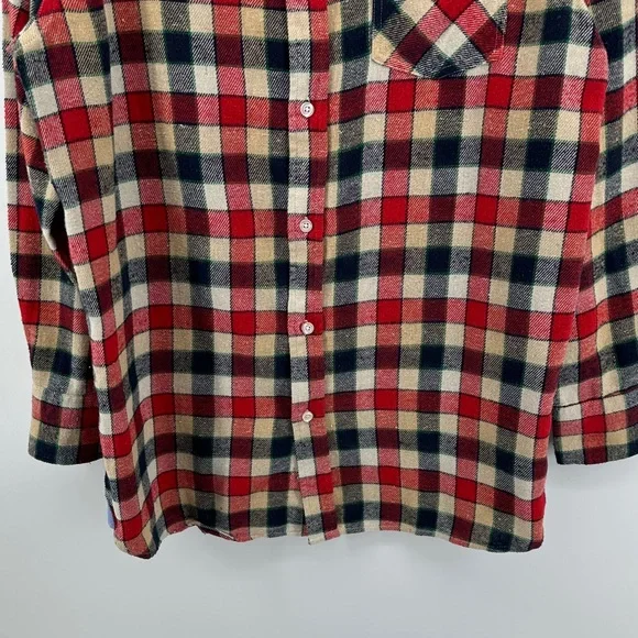 Bogari Grunge Gorpcore Outdoor Multicolor Plaid Casual Flannel Shirt SzL - Picture 5 of 13